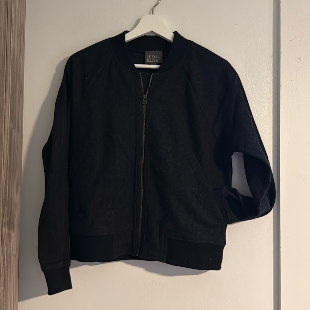 Leo & Sage Charcoal wool bomber jacket